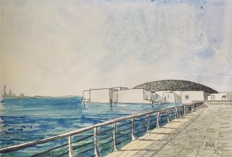 Peinture panoramique de la mer