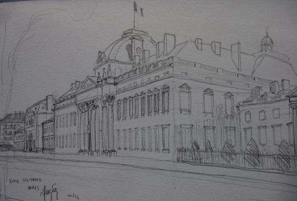 Dessin façade de l'Ecole Militaire